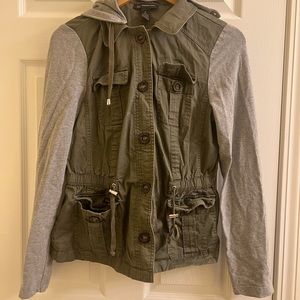 INC International Concepts Olive Jacket with Gray Sleeves Size Medium
